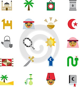 Icons related to Arabic culture