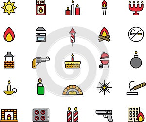 Icons related to fire