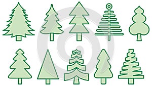 Icons representing Christmas trees