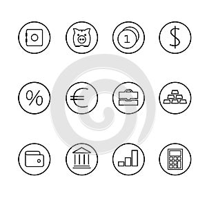 Icons, round, Finance and Bank