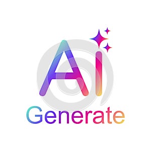 AI generate button. Artificial intelligence star logo, Generate AI icon.