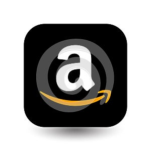 amazon logo with shadow. amazon icon with shadow. amazon button with shadow. e-commerce logo amazon.