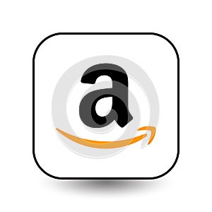 amazon icon with shadow. amazon logo with shadow. amazon button with shadow.
