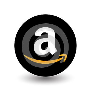 amazon e-commerce logo with shadow. amazon icon with shadow. amazon button with shadow.
