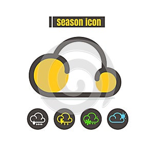 icons season colorful design vector line black on white background