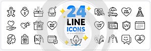 Icons set of Be sweet, Hold heart and Ice cream line icons. For web app. Vector