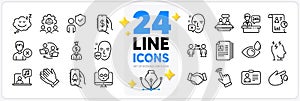 Icons set of Blood donation, Eye drops and Bell alert line icons. For web app. Vector