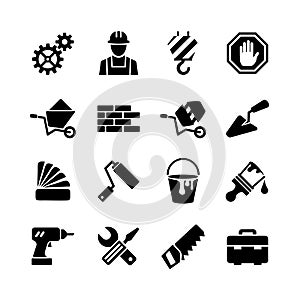 Icons set - building, construction, tools, repair
