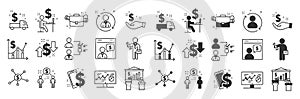 Icons set of business economic