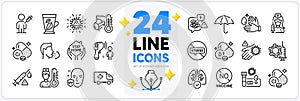 Icons set of Cholecalciferol, Vaccination and Ambulance emergency line icons. For web app. Vector