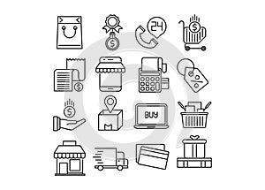 Icons set of commerce, Simple Outline Pictogram Pack