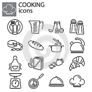 Icons set. Cooking, kitchenware