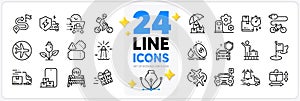Icons set of Delivery truck, Food delivery and Car charging line icons. For web app. Vector