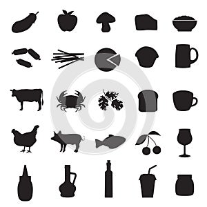 Icons set of different type of food and drinks