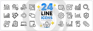 Icons set of Efficacy, Account and Execute line icons. For web app. Vector photo