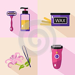 Icons set of epilation tools