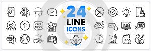Icons set of Face scanning, Buying house and Buy button line icons. For web app. Vector