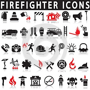 Icons set firefighter