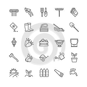 Icons set - gardening, tools, flowers,vegetables