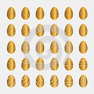 Icons set of golden Easter eggs