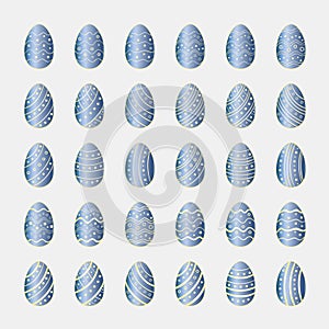 Icons set of golden Easter eggs