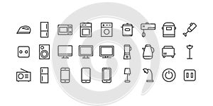 icons set household appliances for home and office for use every day