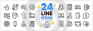 Icons set of Info, Online help and Computer fingerprint line icons. For web app. Vector