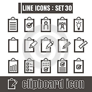 Icons set Journal book notes record paper line black Modern