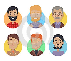 Icons Set of Men with Different Age, Hair Color
