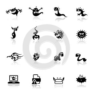 Icons set monsters and virus