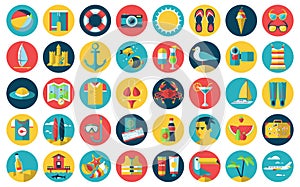 icons set of planning a summer vacation