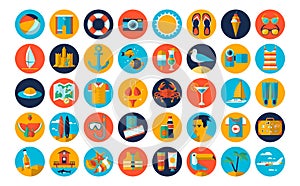 icons set of planning a summer vacation