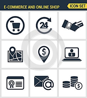 Icons set premium quality of e-commerce shopping symbol