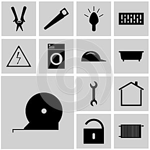 Icons set refit/ Icons gray, square, / Vector icon tape, tape-line, photo