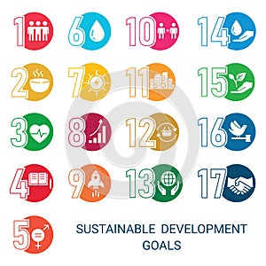 Icons Set .Sustainable Development Goals.