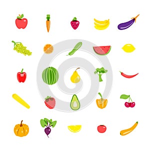 Icons set vegetarian products. Vector illustration.