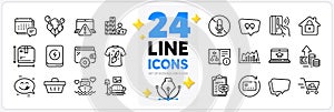 Icons set of Wallet, Renew card and Shopping basket line icons. For web app. Vector