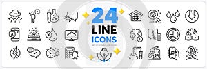 Icons set of Wholesale goods, Ab testing and Antistatic line icons. For web app. Vector