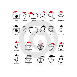 icons. Simple flat vector black background, cloud, camera and others.