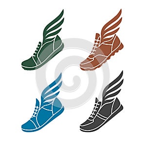 Icons sports shoes with wings