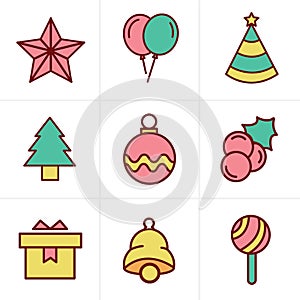 Icons Style Christmas Icons Set