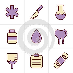 Icons Style Medical icons vector set of health and medicine