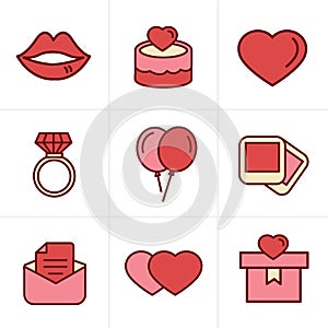 Icons Style Wedding Icons Set