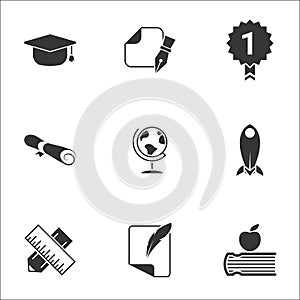 Simple vector icons. Flat illustration on a theme study