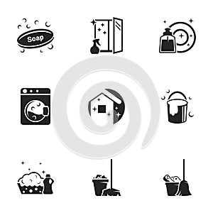 Simple vector icons. Flat illustration on a theme House Cleaning