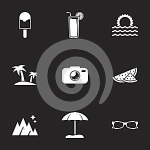 Icons for theme Summer. Black background
