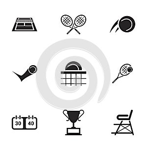 Simple vector icons. Flat illustration on a theme tennis