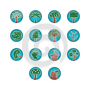 icons of trees. Vector illustration decorative design