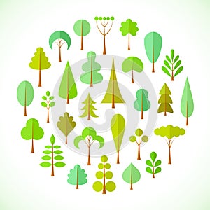 Icons of trees. Vector illustration. Symbols of the forest.