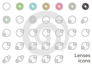 Icons of types of lenses